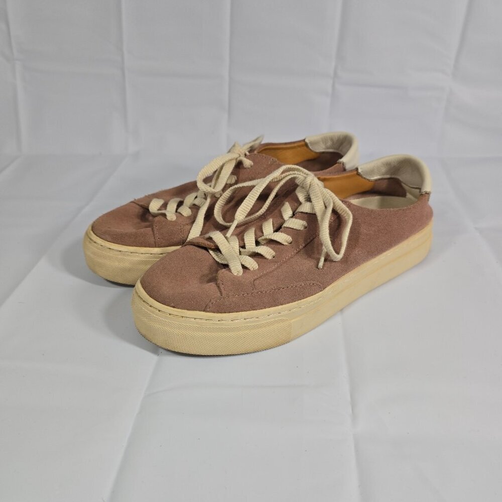 Soludos Athletic Sneakers Women US 8.5 Suede Pink Low Top Lace-Up Comfort Casual